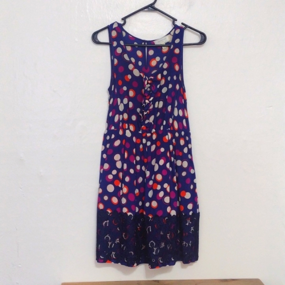 Moulinette Soeurs for Anthropologie 100%  Silk Sleeveless Polka Dot Dress 0